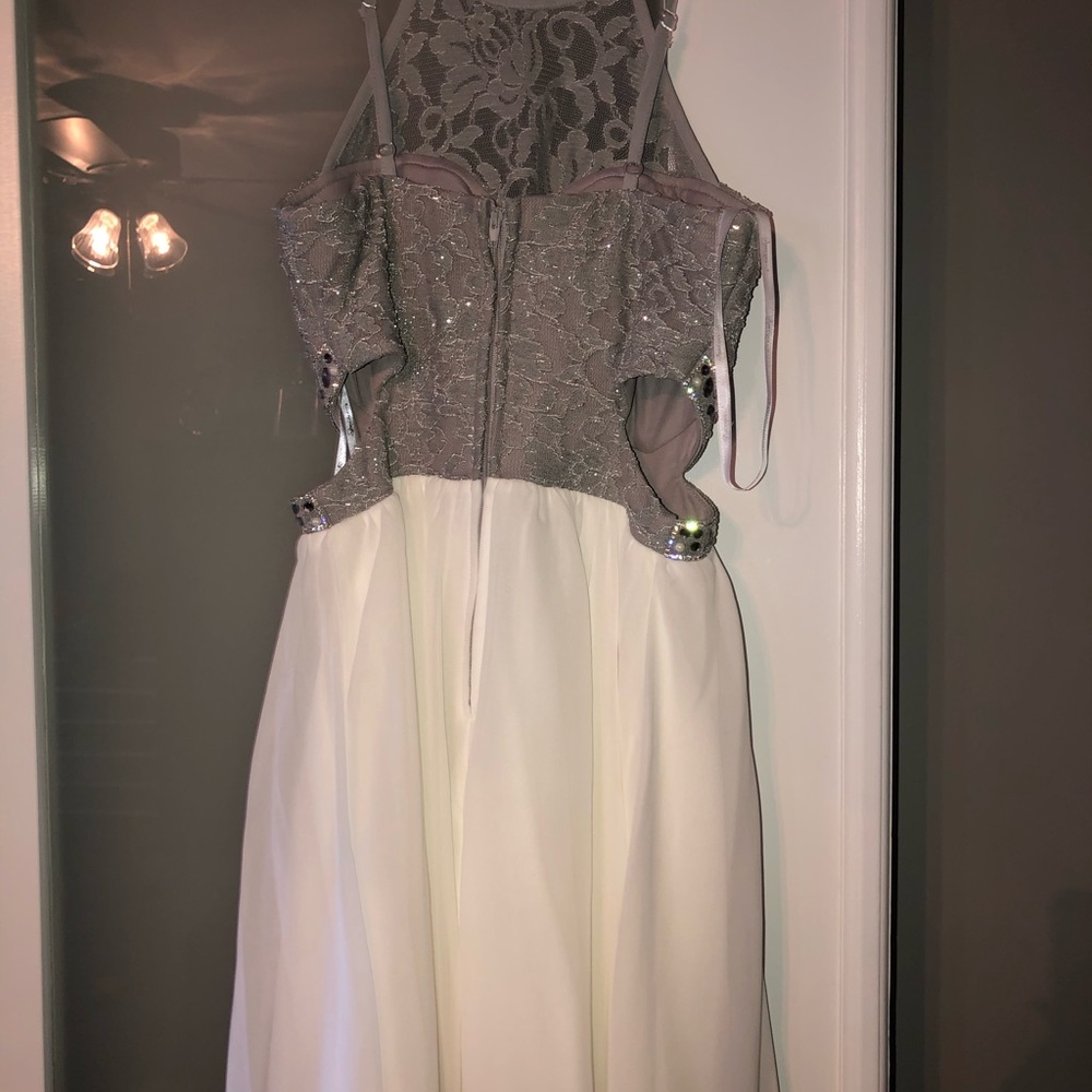Silver and white beads and sequin prom dress - Picture 2 of 3